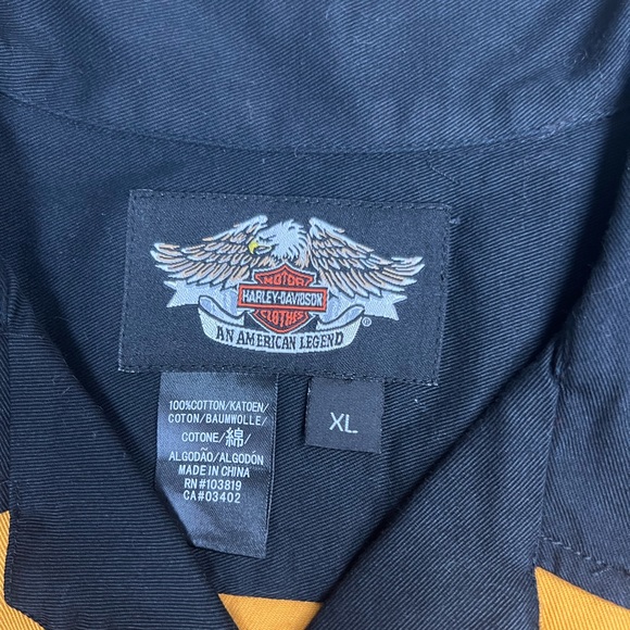 Harley Davidson Yellow & Black Embroidered Biker Shirt XL - Picture 4 of 6